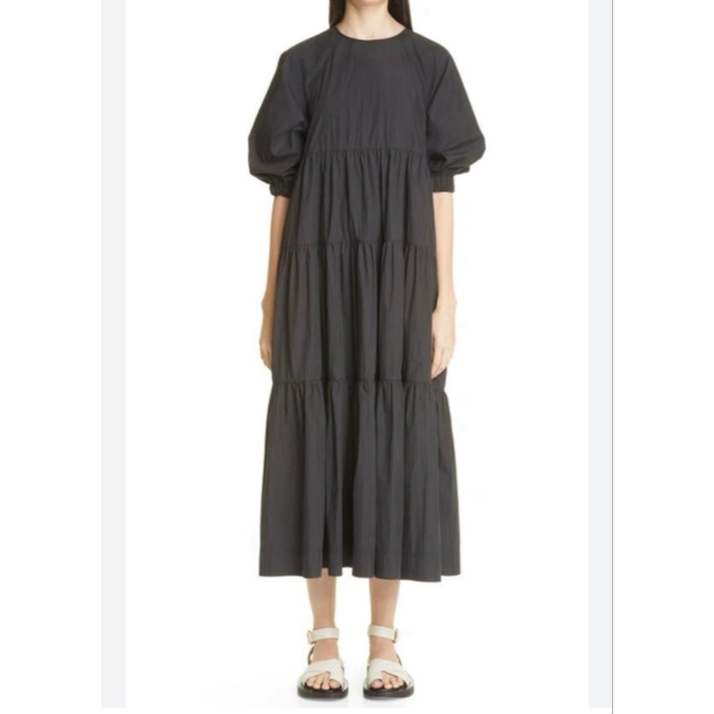 Women's CO Essentials Black Tiered Midi Dress L
